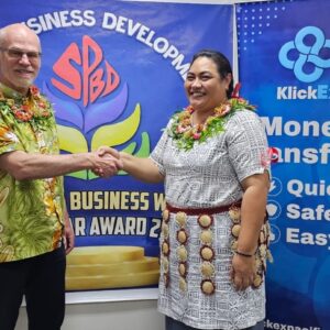 Greg Casagrande, SPBD and Jennifer Fifita, KlickEx are working together to help make money transfers to Tonga more efficient